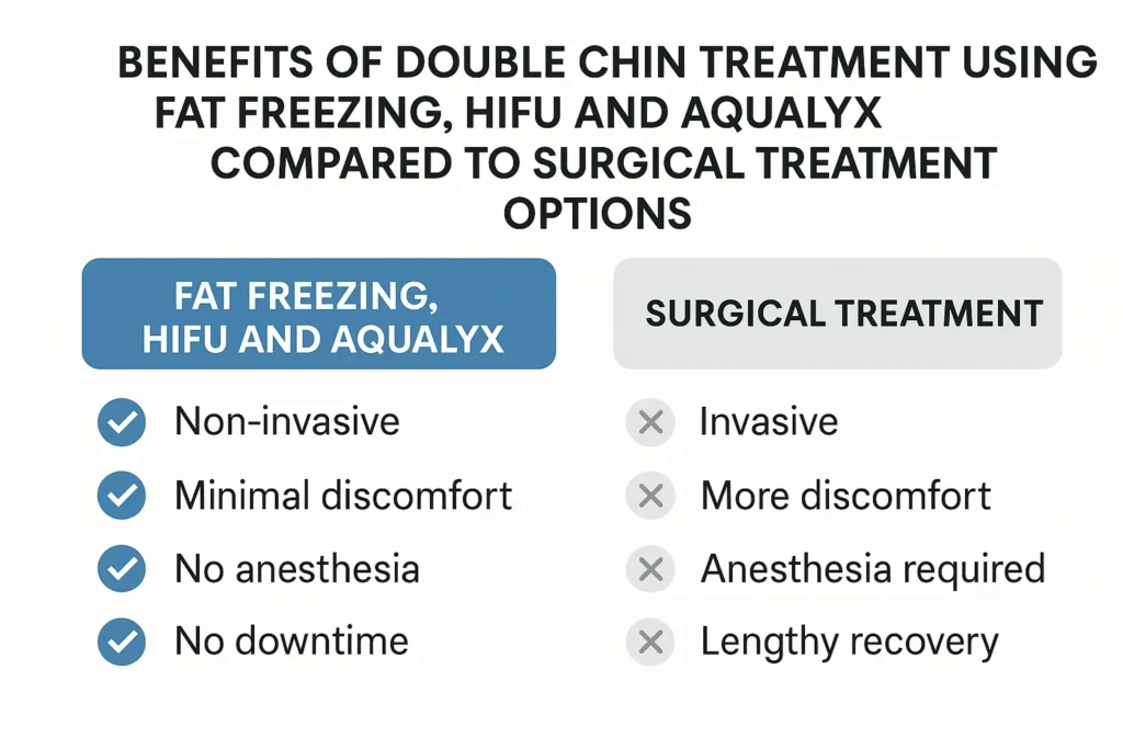 Graphic about the benefits of double chin treatment Byfleet - from LA LIPO