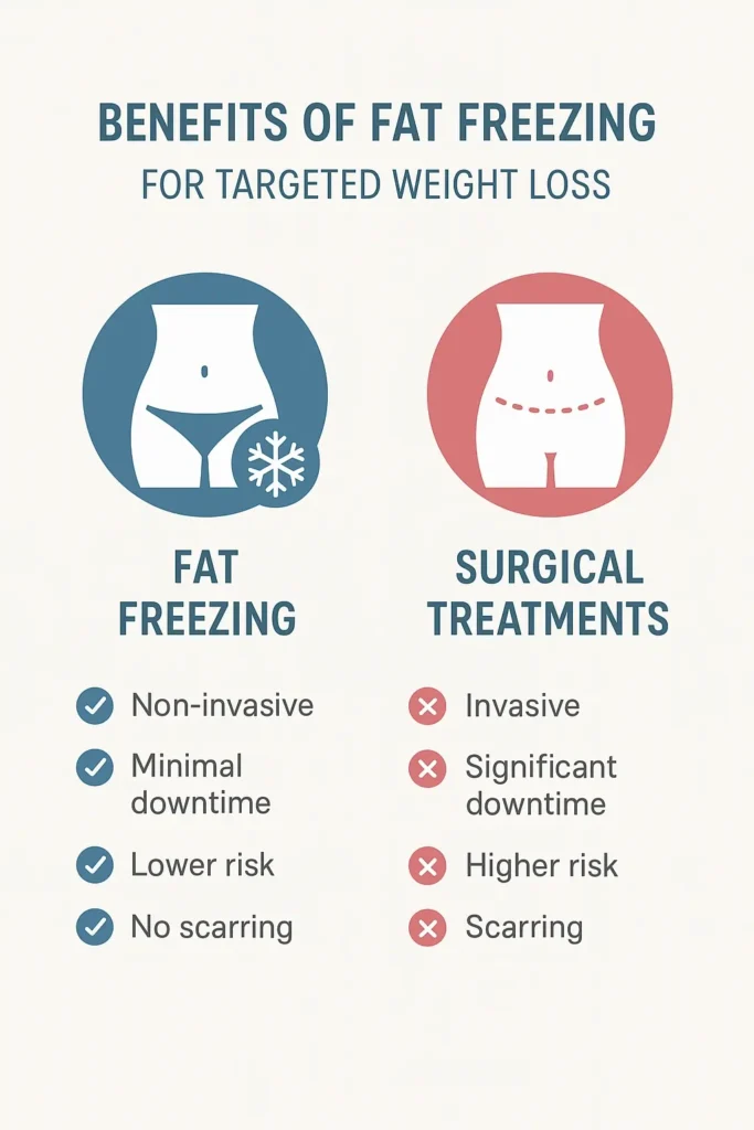 graphic showing the benefits of fat freezing Byfleet