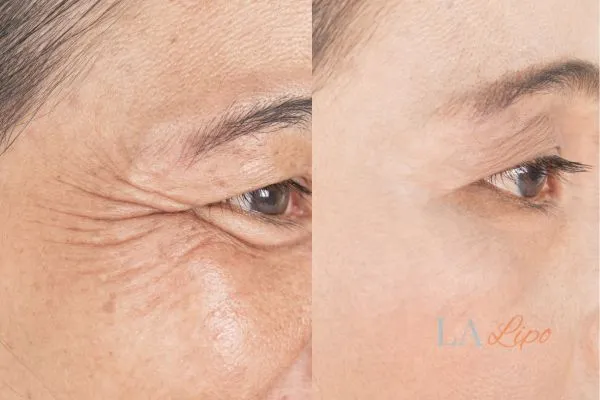 Before and after results of woman - HI-fu wrinkles reduction treatment Byfleet